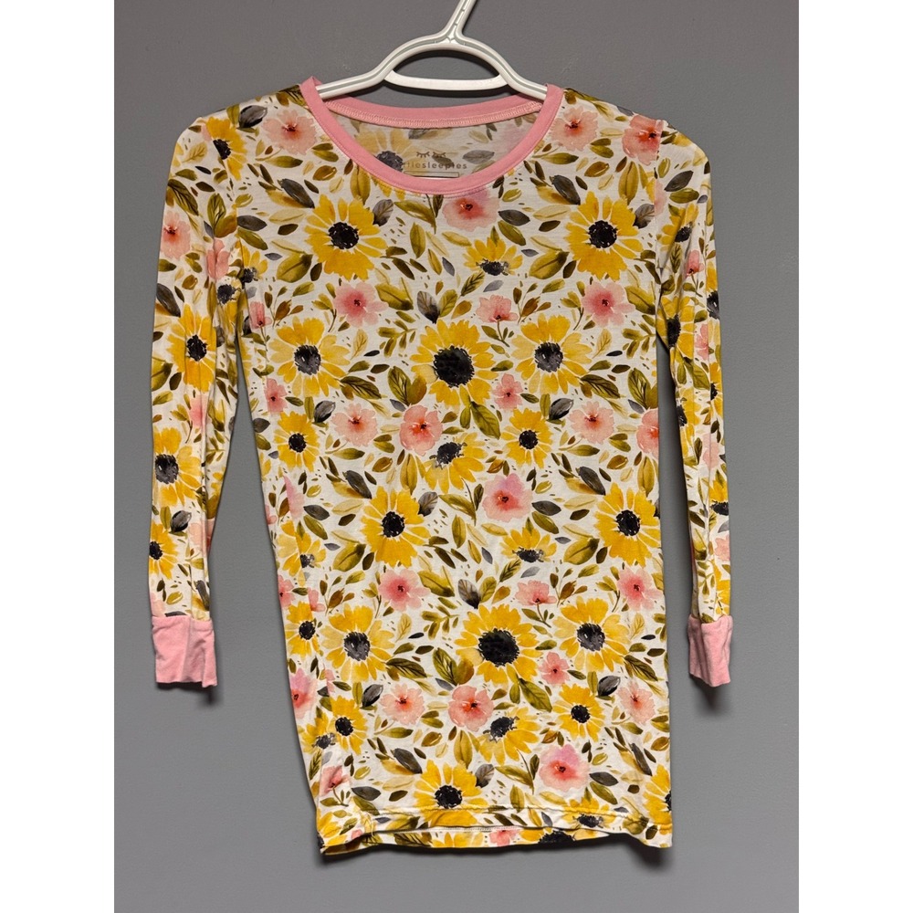 Little Sleepies Autumn Sunflower Floral Bamboo Pajama Top Kids 12/14 Pink Yellow